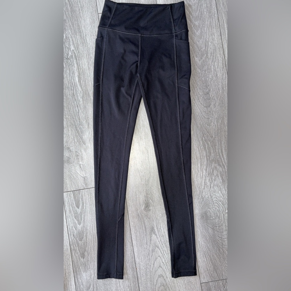 Victorias Secret Size 2 Small Black Athletic Leggings Side Pockets Full Length - Picture 2 of 7